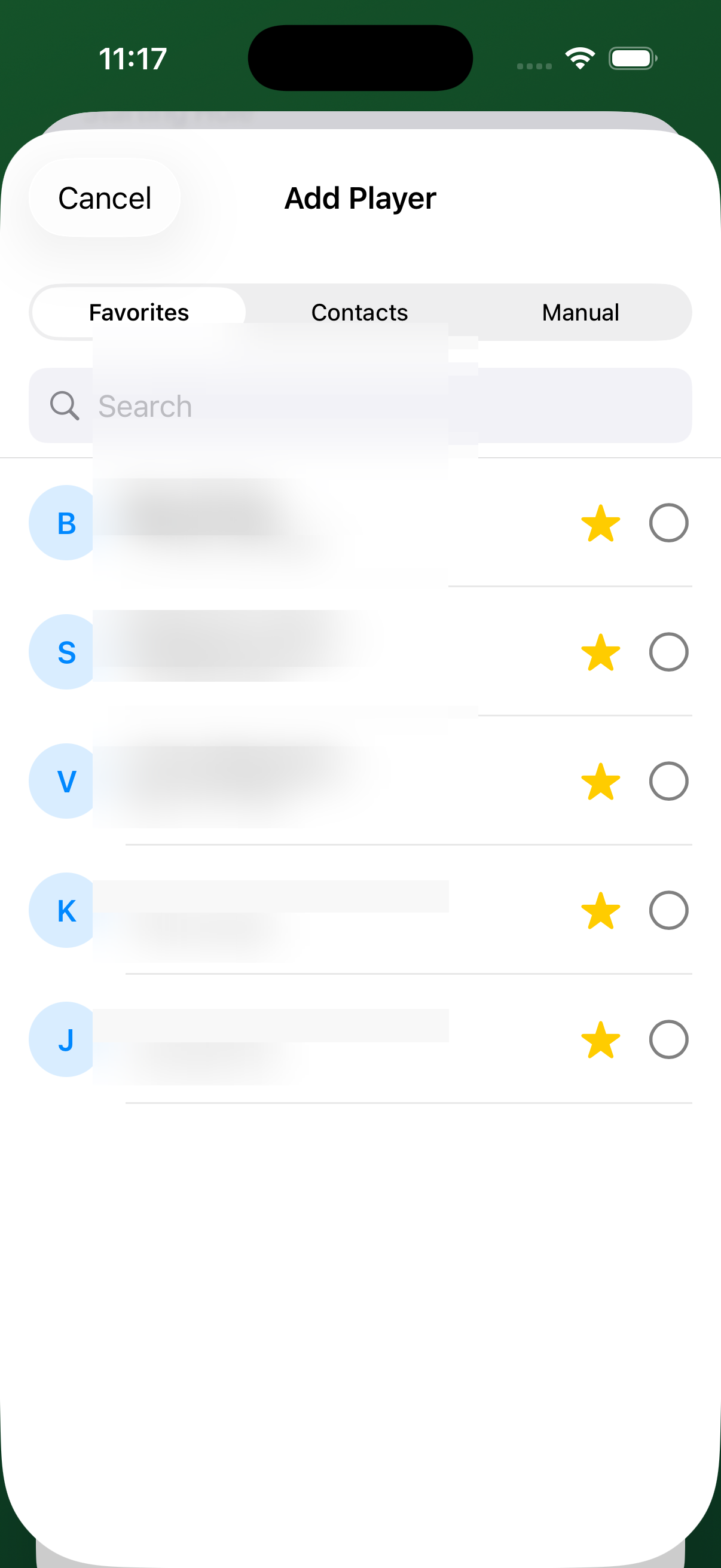 Favorites with multiple players starred