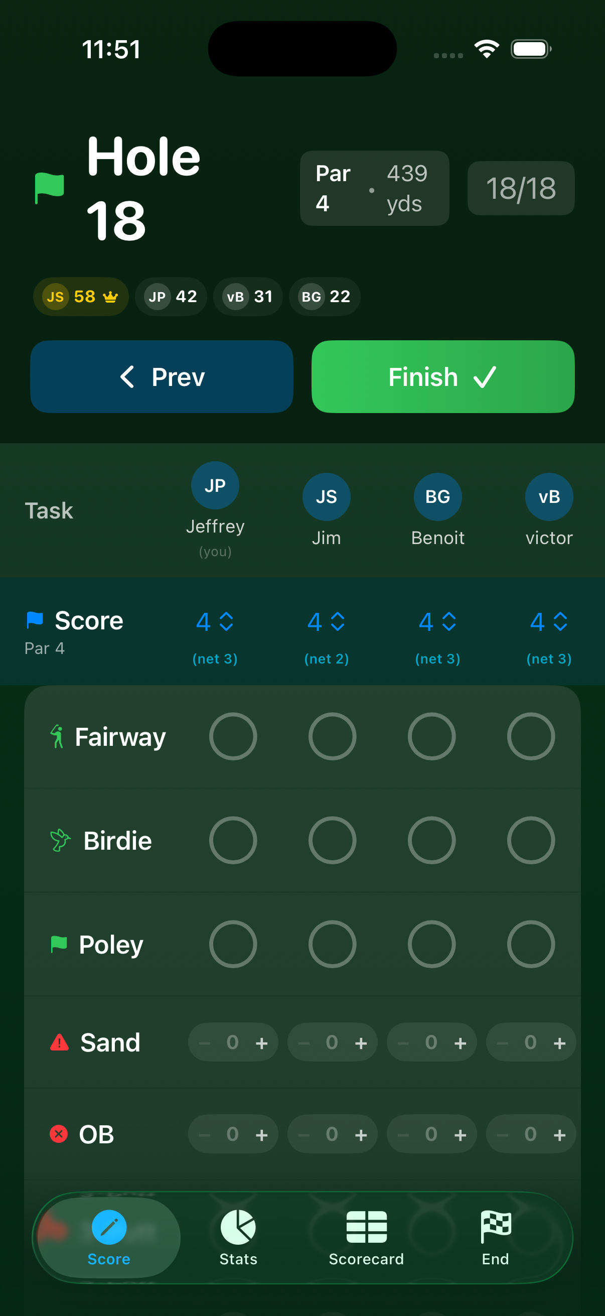 Hole 18 with Finish button